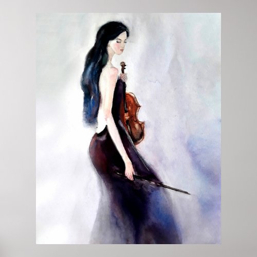 Art print lady with violin