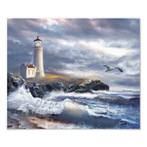 Art Print North Head Lighthouse and Crushing Waves