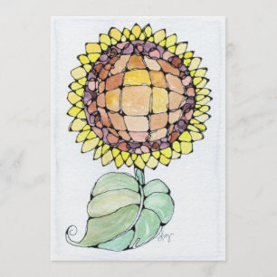 Art Print - Sunflower - Watercolor & Ink  Card