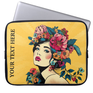 ART Print women with flower wreath Laptop Sleeve