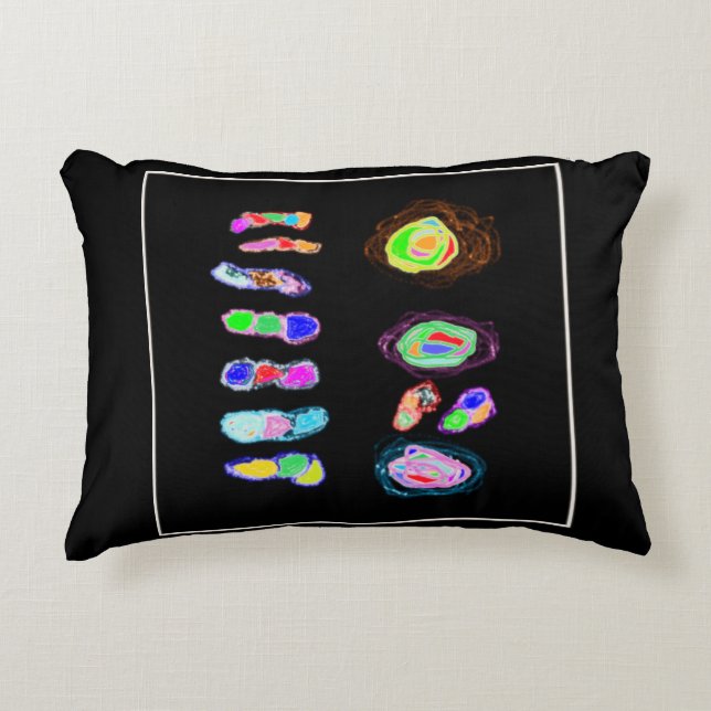 Art puffs and fluffs on a black backdrop        accent pillow (Front)