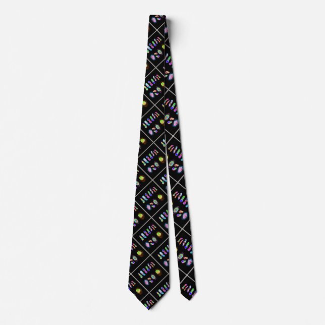 Art puffs and fluffs on a black backdrop           neck tie (Front)