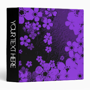 Art purple floral pattern 3 ring binder