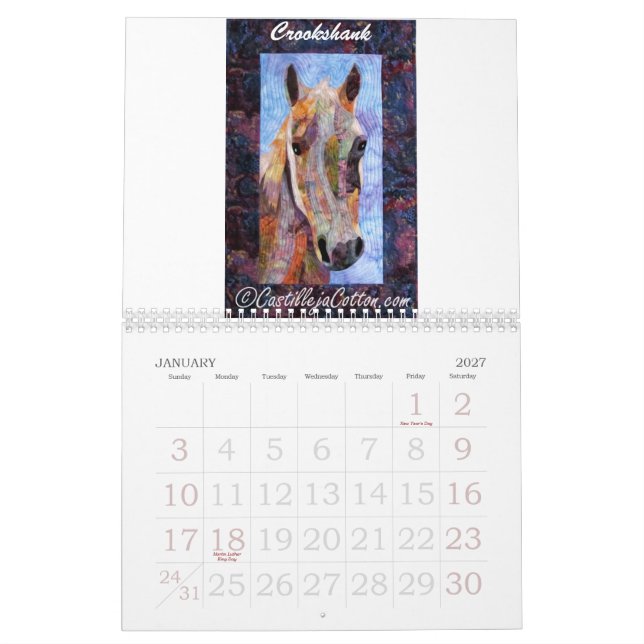 Art Quilt Calendar (Jan 2027)