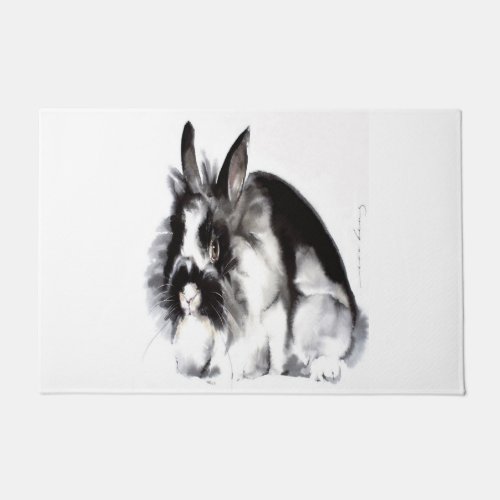 Art Rabbit Gift  Black Bunny Rabbit Lover Gifts Doormat