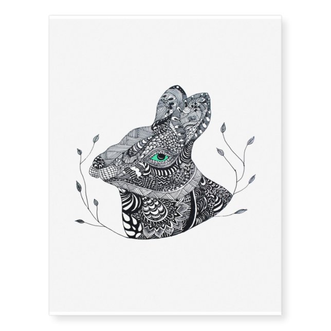 Art Rabbit Mandala | Rabbit Lover Gift Temporary Tattoos (Front)
