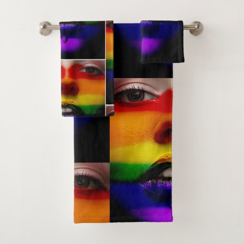 Art Rainbow Gay Pride Face Bath Towel Set