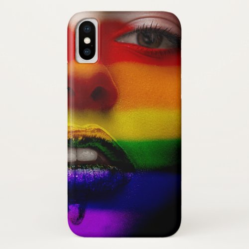 Art Rainbow Gay Pride Face iPhone XS Case