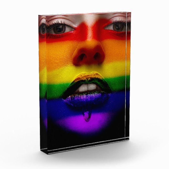 Art: Rainbow Gay Pride Face Photo Block (Left)