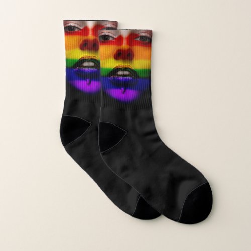 Art Rainbow Gay Pride Face Socks