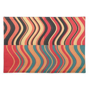 Art Retro Colorful Wave Abstract 2 Cloth Placemat