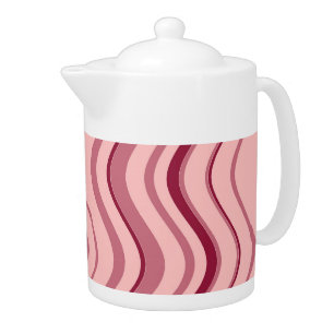 Art Retro Pink Wave Abstract Art Teapot