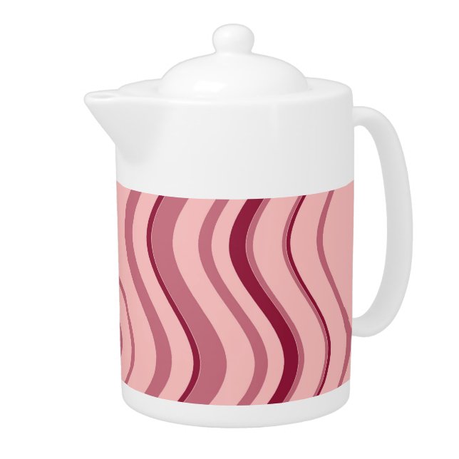 Art Retro Pink Wave Abstract Art Teapot (Right)
