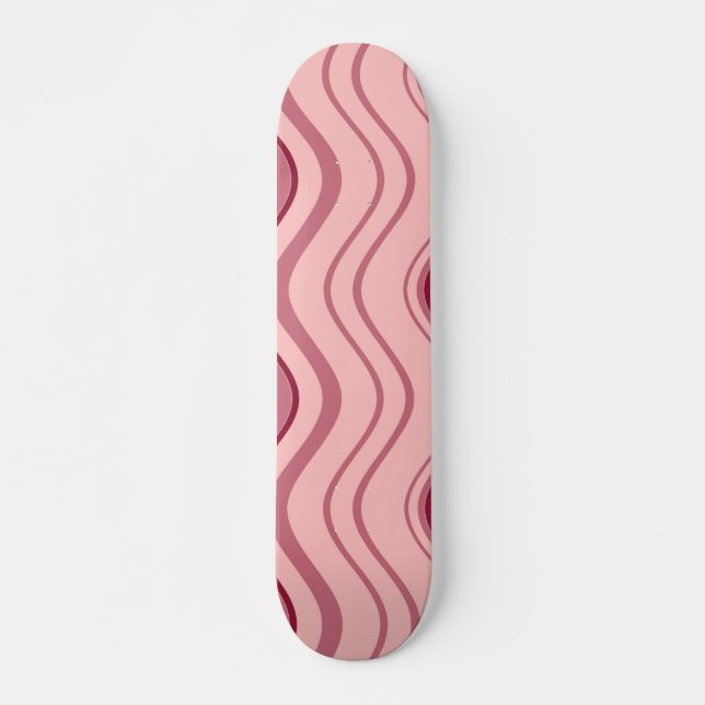 Art Retro Pink Wave Abstract Skateboard Deck (Front)