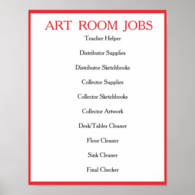 ART Room Jobs -(Border)  Poster (Front)