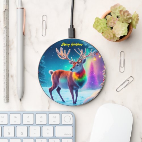 Art Rudolph deer holiday animal lovely north pole Wireless Charger