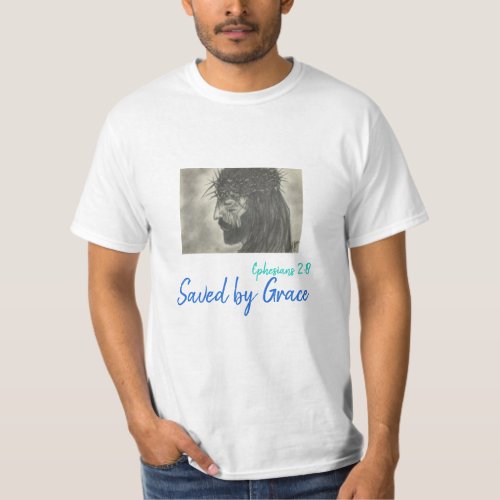 Art Saved by Grace Ephesians 28 Multi T_Shirt