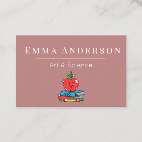 Art  Science Teacher Tutor Substitute Funny Apple Business Card