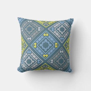 Art seamless pattern. Folk motif. Vintage geometri Throw Pillow
