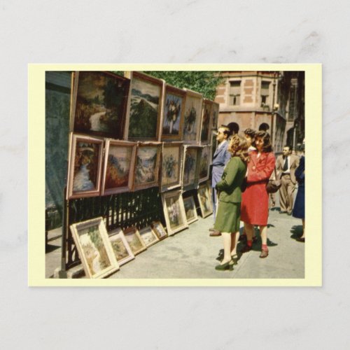 Art Show Greenwich Village New York City Vintage Postcard