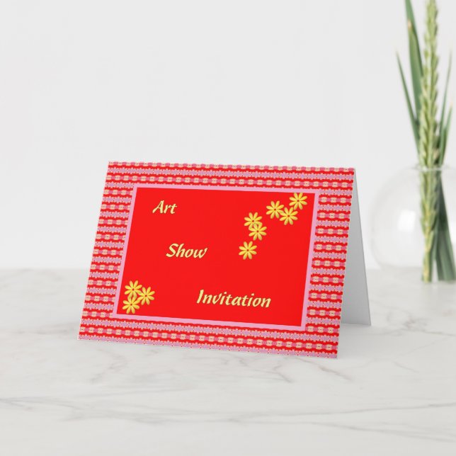 Art Show Invitation, Red, Yellow Digital Design Invitation (Front)