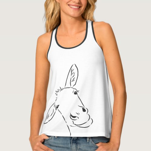 Art Sketch Smiling Cute Donkey Tank Top