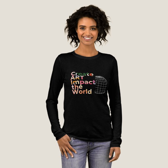 Art Slogan Long Sleeve Black T Shirt (Full Front)