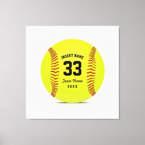 Art Softball Yellow Red and Black Custom Canvas Print