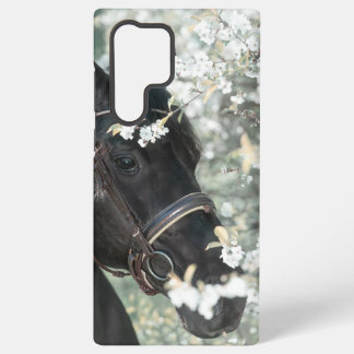 art spring closeup portrait of black horse samsung galaxy s22 ultra case