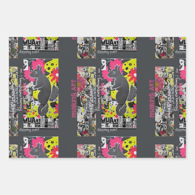 Art Squirrel Wrapping Paper Sheets (Front)