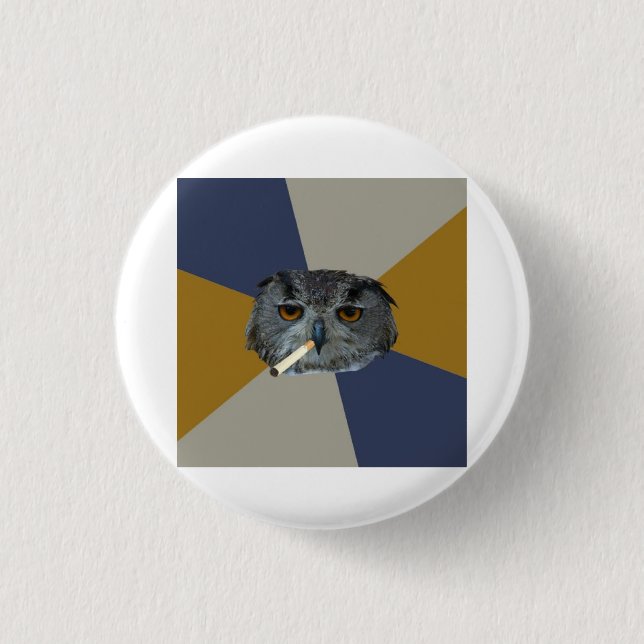 Art Student Owl Advice Animal Meme Pinback Button (Front)