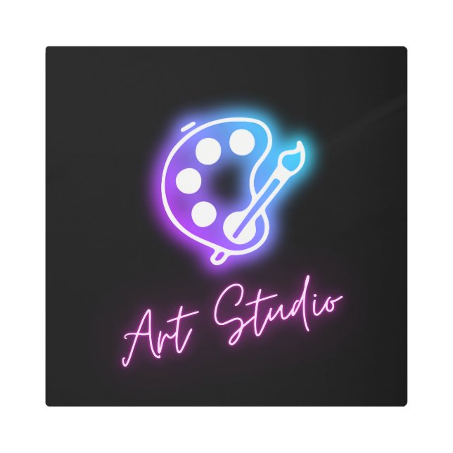 Art Studio Neon Line Metal Art Sign (Front)