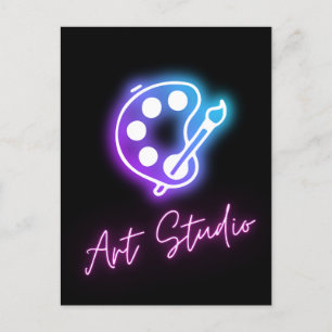 Art Studio Neon Line  Postcard