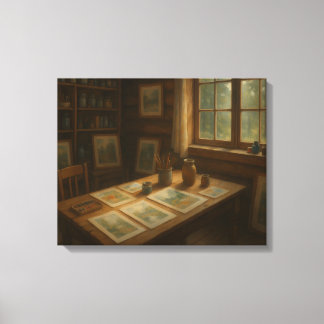 Art Studio of a Watercolorist Canvas Print
