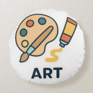 Art Subject – Paint Palette & Brush Round Pillow