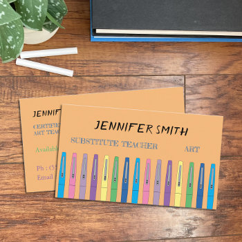 Art Substitute Teacher Ink Pens Business Cards by ArianeC at Zazzle