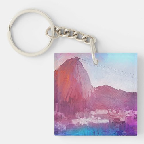 Art Sugarloaf Mountain Rio de Janeiro Keychain