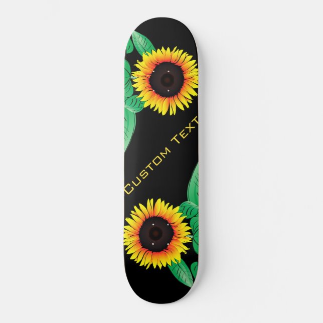 Art Sunflowers - Add Your Text / Name Skateboard (Front)