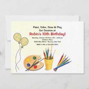 Art Supplies Birthday Party Invitation