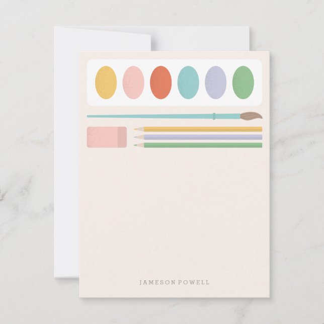Art Supplies Children's Stationery Note Card (Front)
