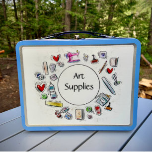 Art Supplies Metal Lunchbox