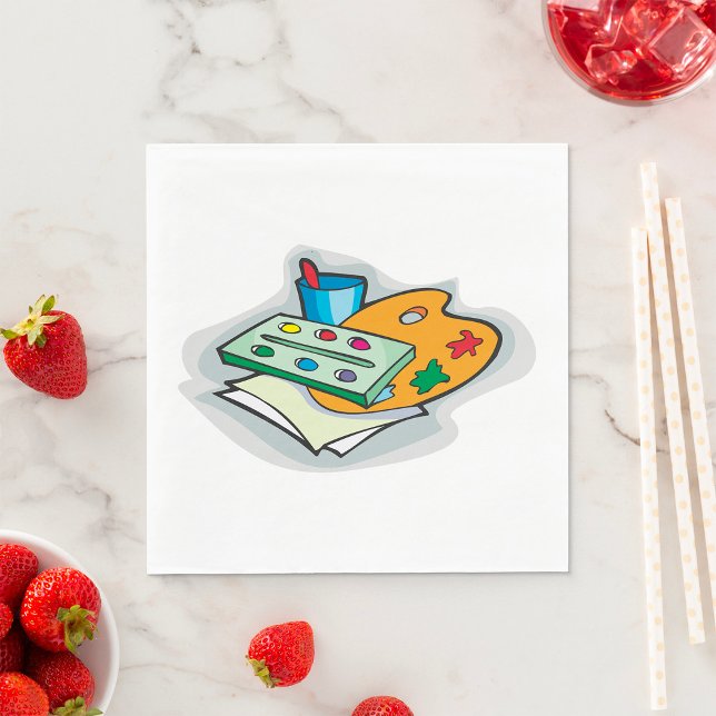 Art Supplies Watercolor Palette and Paintbrush  Napkins (Creator Uploaded)