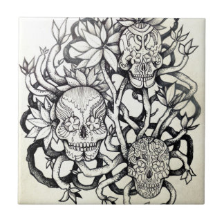 art tattoo skull drawing art tree root picture ceramic tile