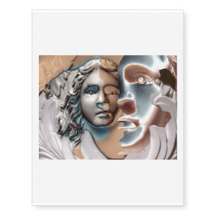 Art Tattoo Urn Face Blue And Copper