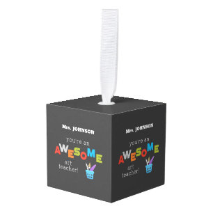 Art Teacher Appreciation Day Paint Brush, Awesome Cube Ornament