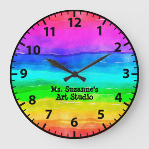 Art Teacher Art Studio Artist Rainbow Clock