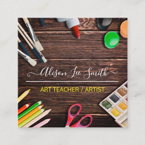 Art teacher, Artist, Hand Made Square Business Card
