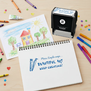 Art Teacher Beautiful Keep Creating Praise Stamp