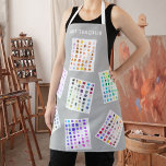 Art Teacher Colorful Apron<br><div class="desc">This colorful Art Teacher apron is decorated with watercolor color samples on a gray background.
Easily customizable.
Use the Design Tool to change the text size,  style,  or color.
You won't find these exact images from other designers as we create our artwork.
Original Watercolor © Michele Davies.</div>