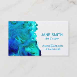 Art teacher colorful watercolor abstract art business card